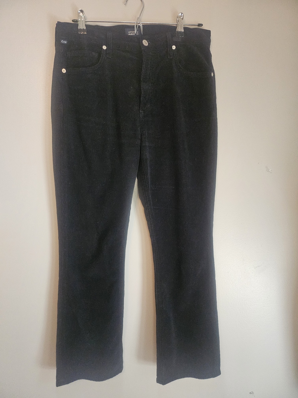 Citizens Of Humanity Isola Mid-rise Black Straight Boot-Cut Corduroy Jeans
